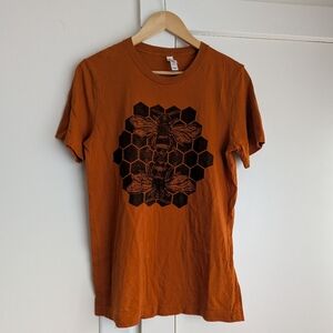Bella & Canvas Orange Bee Honeycomb Art Graphic Tee